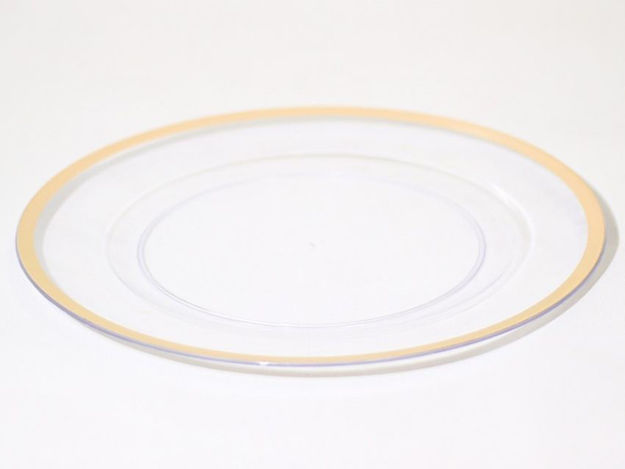 Slika Tanjur plastični sa sv.Zlatnim rubom 33 cm transp