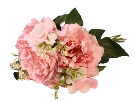 Slika Buket mix peonija/hortenzija 30 cm; sv.roza