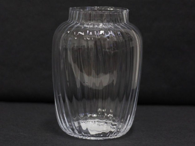 Slika Staklo vaza rebrasta h20,5cm d14,5cm o9,5cm