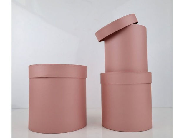 Slika Poklon kutija okrugla s/3 rosy mauve 20/20, 18/18, 15/15 cm