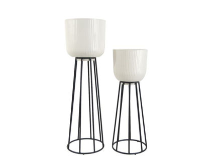 Slika Metalni stalak za biljku 27x27 h88cm. Krem/crna