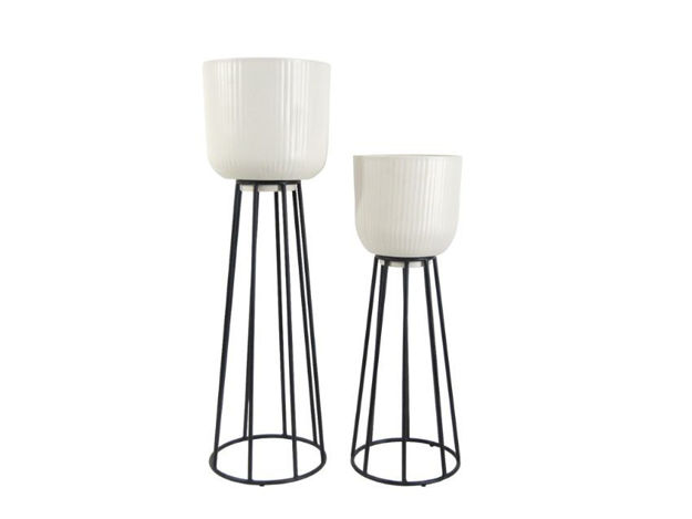 Slika Metalni stalak za biljku 27x27 h88cm. Krem/crna