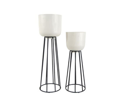 Slika Metalni stalak za biljku 23x23 h70cm. Krem/crna