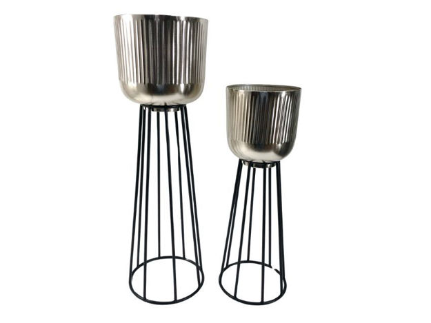 Slika Metalni stalak za biljku 27x27 h88cm. Nikal/crna