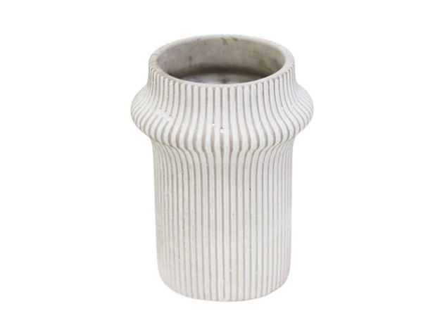 Slika Cement vaza ribbed d16,5xh22cm bijela/siva