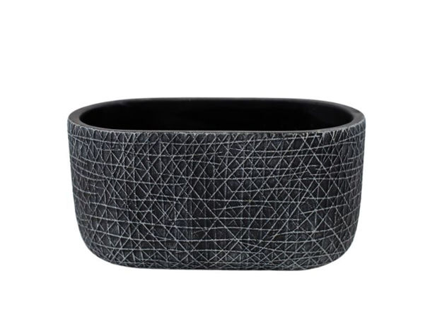 Slika Cement posuda oval 20x11xh10cm. Crna
