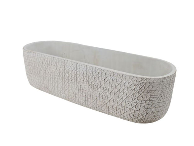 Slika Cement posuda oval 38x13xh11cm bijela