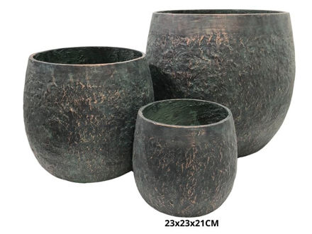 Slika Posuda fiber cement 23x23x21cm zlatna/zelena