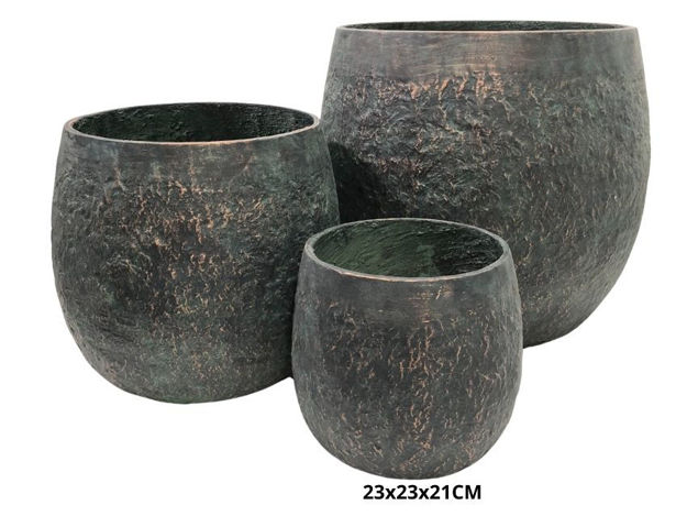 Slika Posuda fiber cement 23x23x21cm zlatna/zelena