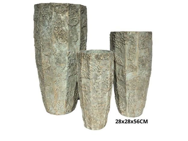 Slika Posuda fiber cement rebrasta 28x28x56cm. Sv.Siva/smeđa