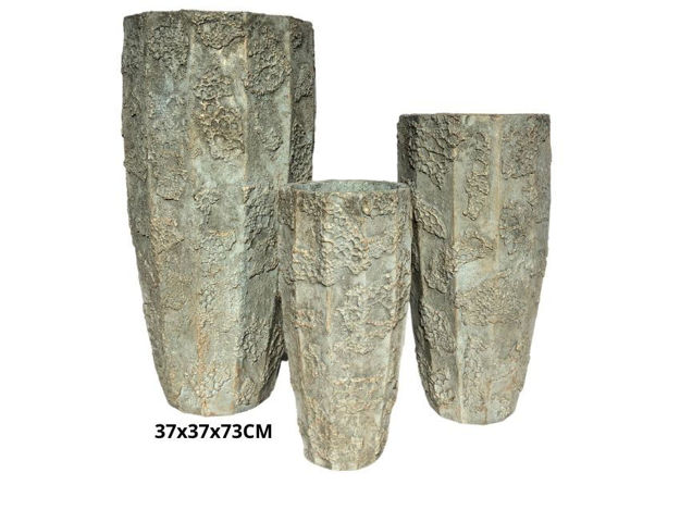 Slika Posuda fiber cement rebrasta 37x37x73cm. Sv.Siva/smeđa