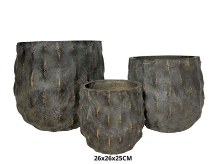Slika Posuda fiber cement 26x26x25cm. Smeđa/zlatna