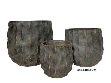 Slika Posuda fiber cement 34x34x31cm. Smeđa/zlatna