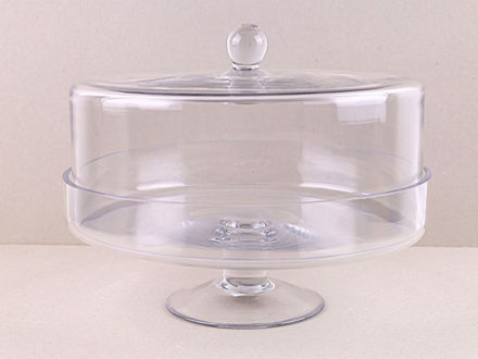 Slika Staklo tanjur na nogu sa zvonom h27 d33cm.