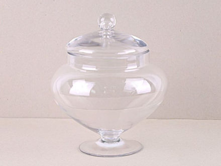 Slika Staklo posuda na nogu s poklopcem h23.5 d20cm.