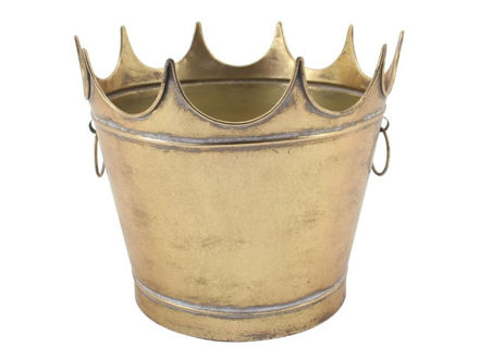 Slika Metalna posuda kruna 32.5x31.5x27cm. Zlatna