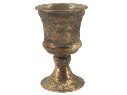 Slika Posuda metalna na nogu 12.5x12.5x20.5cm. Zlatna