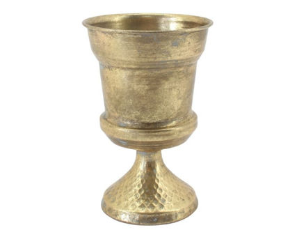 Slika Posuda metalna na nogu 12.5x12.5x19cm. Zlatna