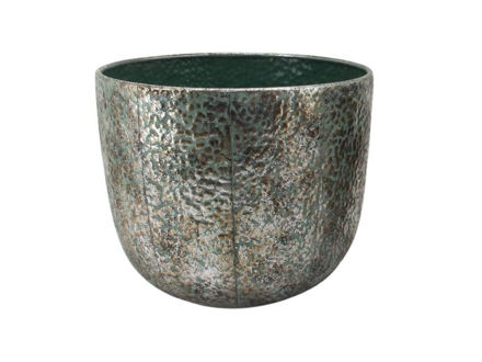 Slika Posuda metalna 39x39x33cm. Siva/zelena