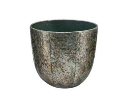 Slika Posuda metalna 33x33x30cm. Siva/zelena