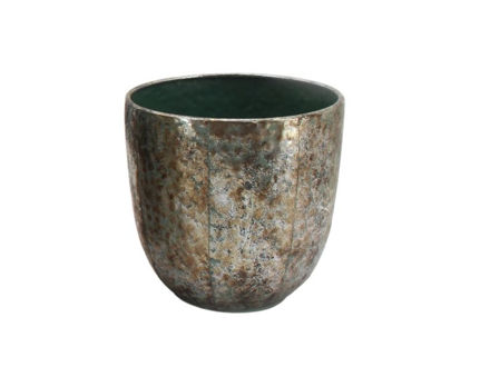 Slika Posuda metalna 24x24x24cm. Siva/zelena