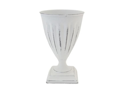 Slika Posuda metalna na nogu 13x13x20.5cm. Bijela