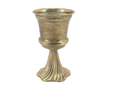 Slika Posuda metalna na nogu 16x16x26cm. Zlatna