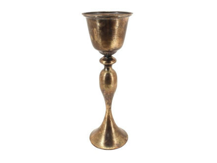 Slika Vaza/posuda metalna na nogu 18.5x18.5x54cm.; zlatna