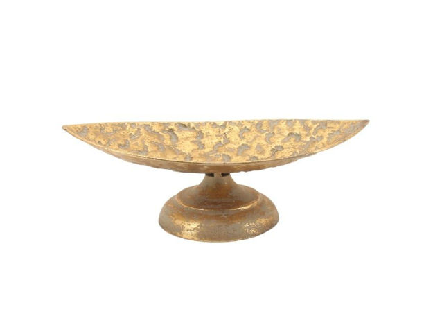 Slika Posuda metalna na nogu 40x19x13.5cm.; zlatna