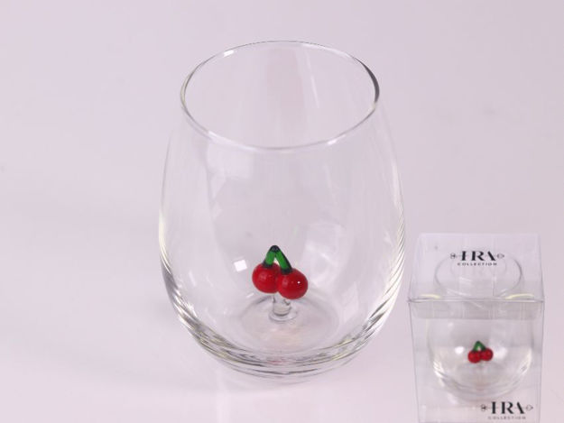 Slika Čaša staklo s dekoracijom trešnje 560ml.