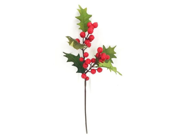 Slika Grana božikovine 42cm; zelena/crvena
