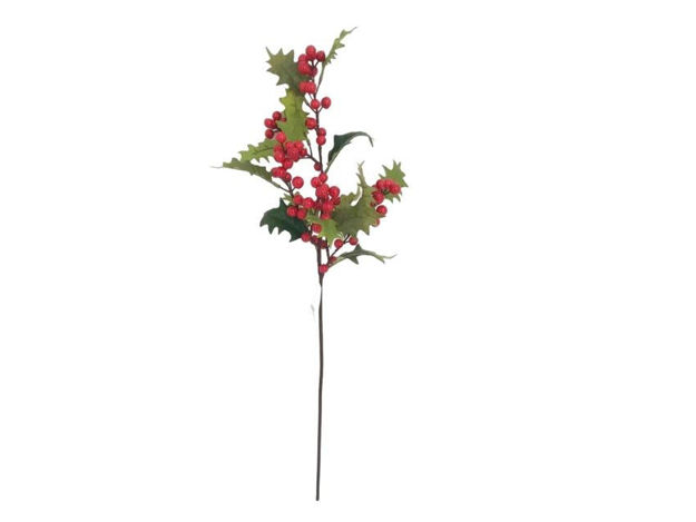 Slika Grana božikovine 72cm;; zelena/crvena