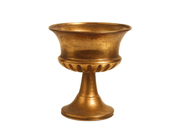 Slika Posuda metalna na nogu 16x16x17cm; zlatna