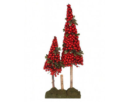 Slika Borovi dekorativni na staklu 82x33cm; crveni berry