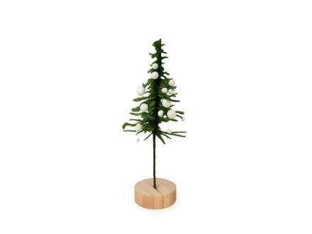 Slika Bor na drvenom postolju 18cm; bijeli berry