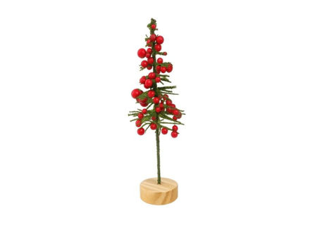 Slika Bor na drvenom postolju 18cm; crveni berry