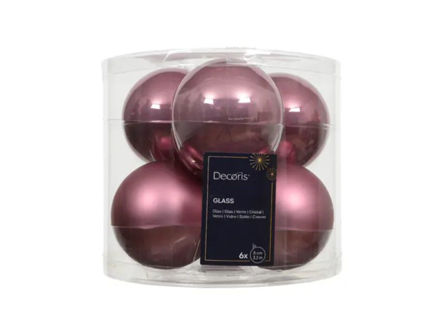 Slika Staklene kuglice d8cm; s/6kom; vintage roza