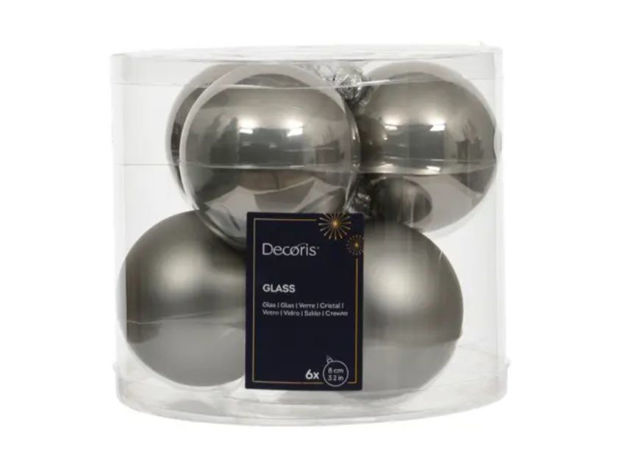 Slika Staklene kuglice d8cm; s/6kom; siva