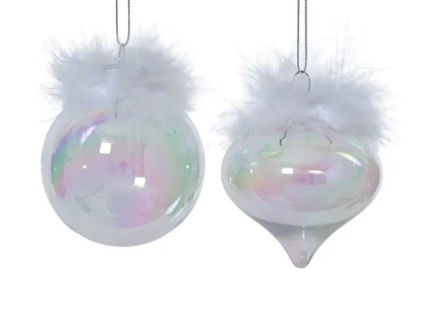 Slika Staklena kuglica s perjem d8cm; transparent