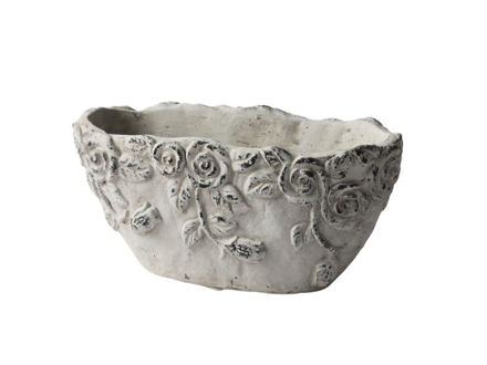 Slika Cement posuda s uzorkom 20.6x10x9.6cm.; ovalna