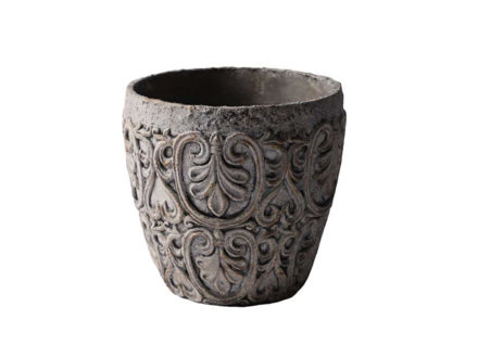 Slika Cement posuda s reljefom 14.3x14.3x13cm;siva