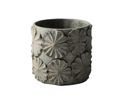 Slika Cement posuda 14.5x14.5x13.2cm; uzorak cvijeta