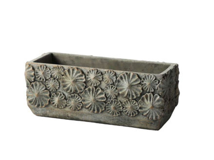 Slika Cement posuda 23.5x10x9cm; uzorak cvijeta