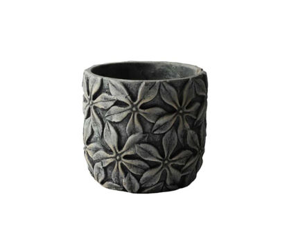 Slika Cement posuda 14.5x14.5x13cm; uzorak cvijeta