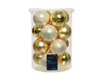 Slika Staklene kuglice d8cm. S/16kom; perla/zlatna