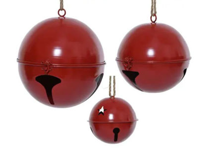 Slika Dekoracija zvono metal s/3 kom; crvena (24.5xh28)