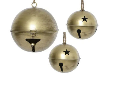 Slika Dekoracija zvono metal s/3 kom; zlatna (24xh28)