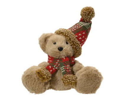 Slika Medo plišanac s kapom I šalom h20cm.