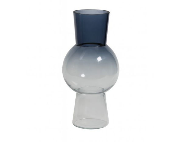 Slika Vaza staklo h26 d13cm; plava/transparent