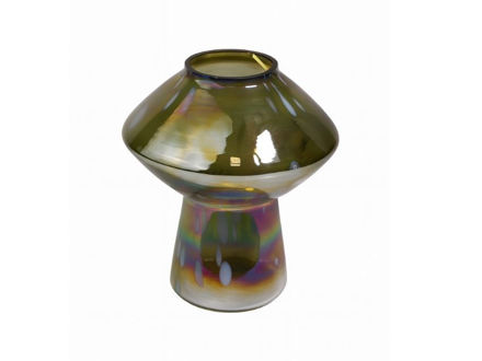 Slika Vaza staklo h22 d21cm; zelena s efektom